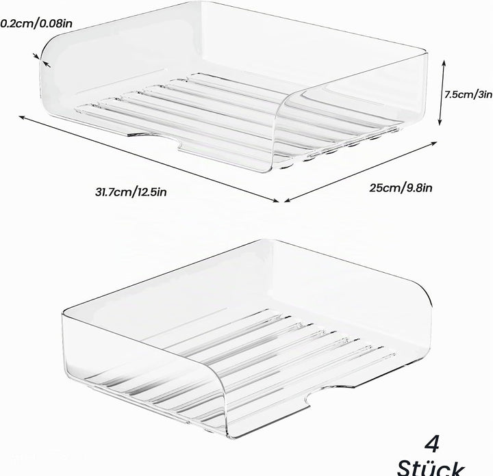 Tomorotec Schreibtisch-Briefablage-Set, A4-Grösse, transparent, PET, stapelbar, Dokumenten-Organizer