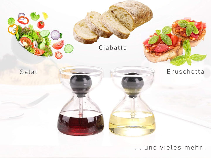 DropD'olio Öl und Essig Spender Set mit Glas Pipette - 2er Set mit je 120ml - Perfekt für Ciabatta u
