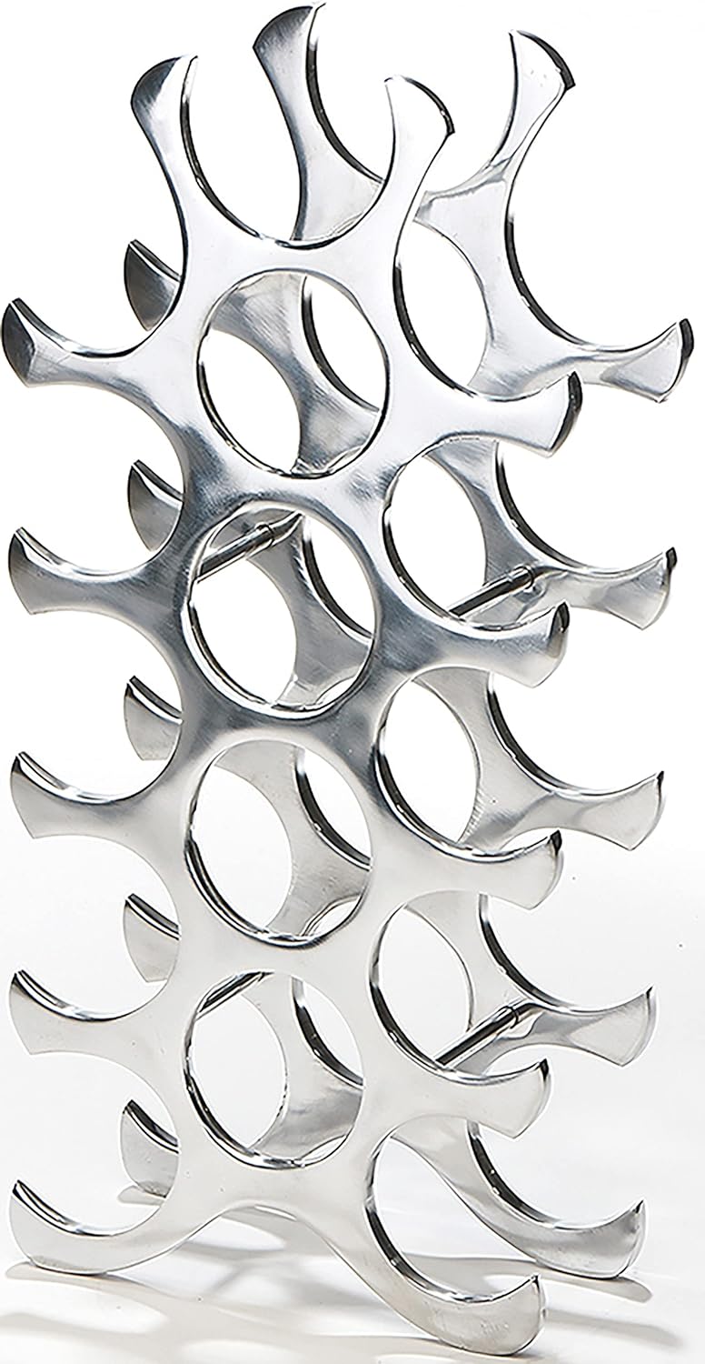 Kobolo Weinregal Flaschenregal Circle - für 15 Flaschen - Metall poliert - modern - Silber 25x14x55