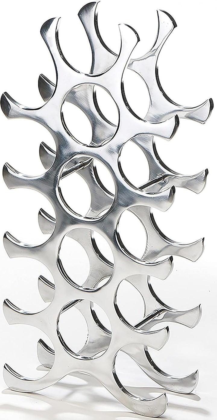 Kobolo Weinregal Flaschenregal Circle - für 15 Flaschen - Metall poliert - modern - Silber 25x14x55