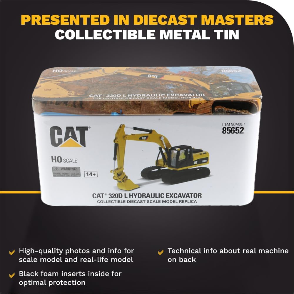 Diecast Masters 85652 - Caterpillar Bagger mit Zubehör 320D, Massstab 1:87, ca. 11,7 x 4,5 x 4,8 cm,