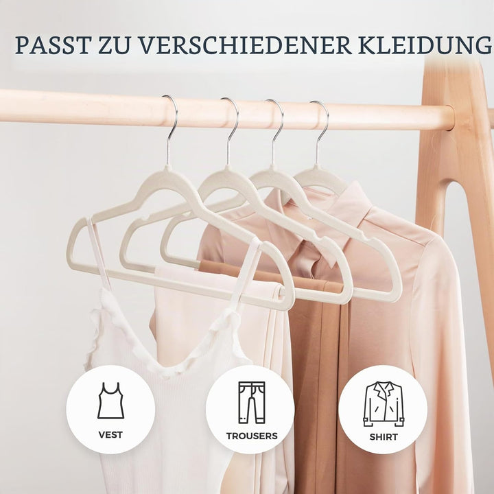 HOUSE DAY Kleiderbügel Samt 60 Stück, Kleiderbügel Platzsparend Filz Bügel | Rutschfester, Premium A