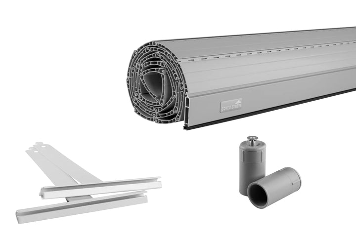 Schellenberg 39005, grau, Rolladenpanzer Set PVC Maxi für 60 mm Stahlrohrwellen – 80 x 100 cm, Breit