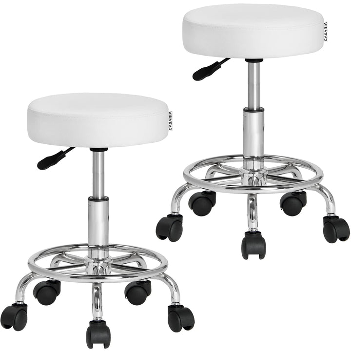 Casaria® Rollhocker 2er Set Höhenverstellbar 10cm Polsterung 51-65cm Sitzhöhe 360° Drehbar Ø35cm Fus