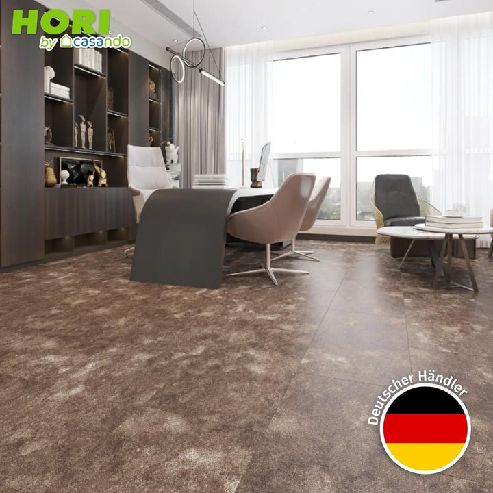 HORI Klick Hartvinylboden Rigid SPC Steinfliese Fliesenoptik - Klick-Vinyl mit Trittschalldämmung -