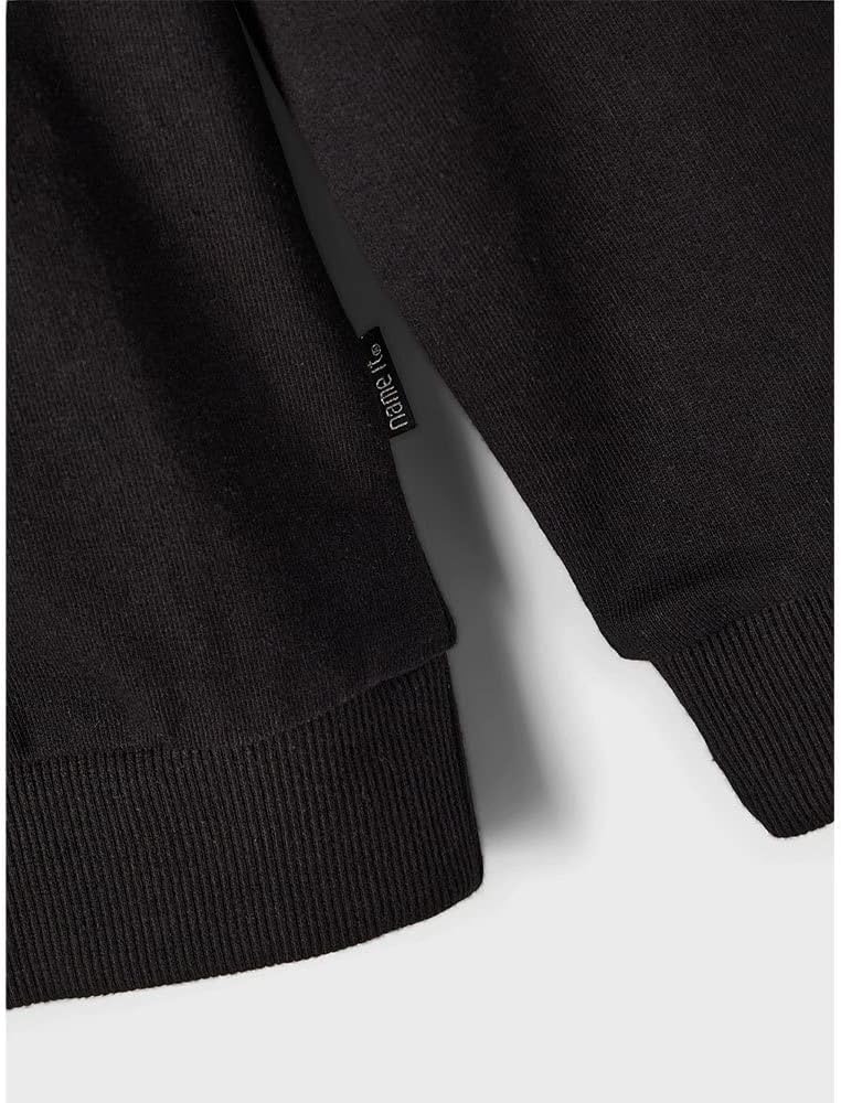 NAME IT Mädchen Kapuzen Sweater aus Bio-Baumwolle 116 Schwarz, 116 Schwarz