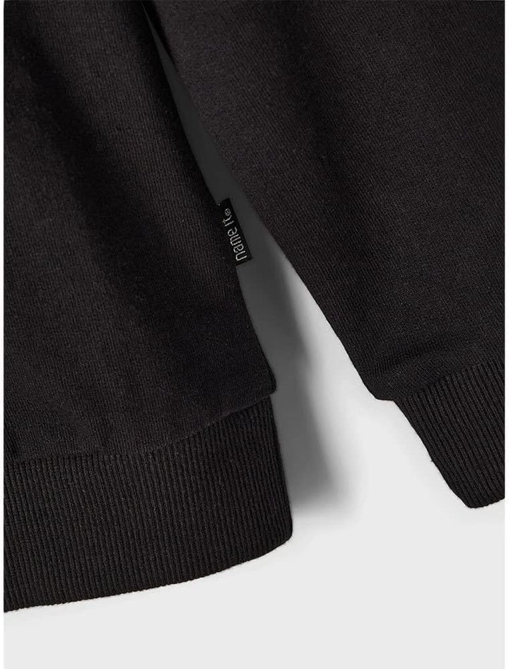 NAME IT Mädchen Kapuzen Sweater aus Bio-Baumwolle 116 Schwarz, 116 Schwarz
