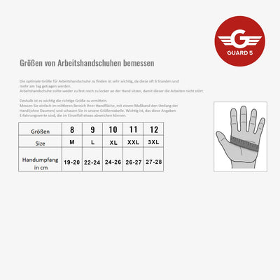 GUARD 5 - Leder Arbeitshandschuhe 12 Paar Gr.8 - Rind- Vollleder Handschuhe - hochwertiger, robuster
