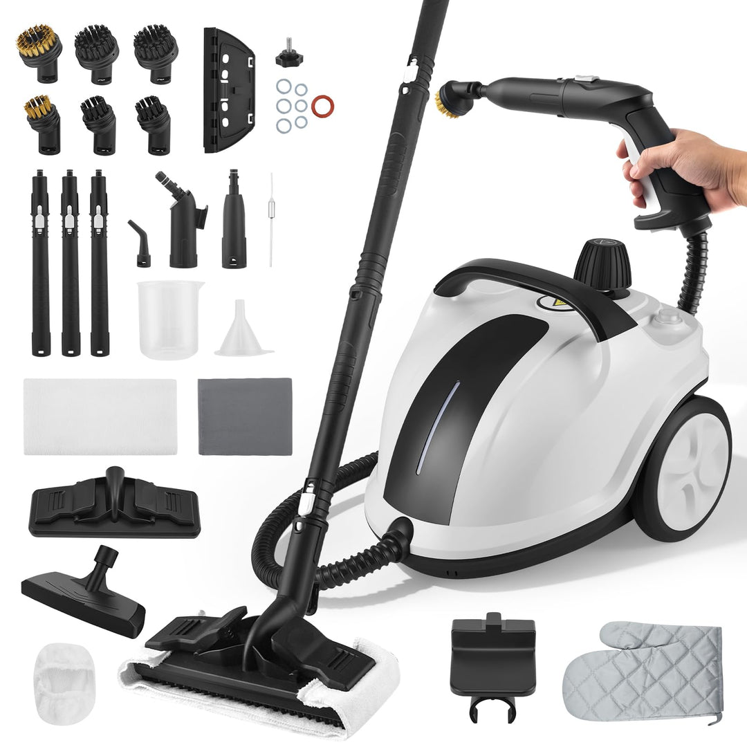 Dampfreiniger Handgerät 5 Bar, 2000 W Dampfdruck Multifunktion, 2 L Wassertank, Dampfreiniger für Al