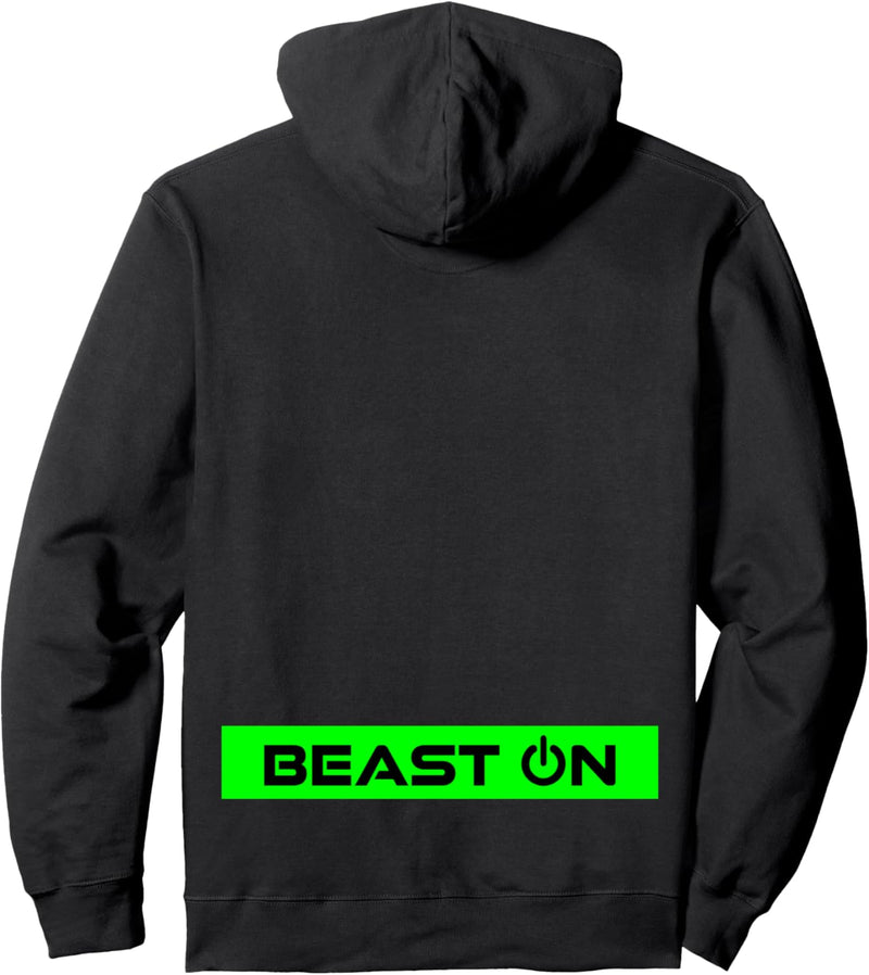 Beast ON Rücken Motiv grüne Farbe Fitness Gym Motivation Pullover Hoodie