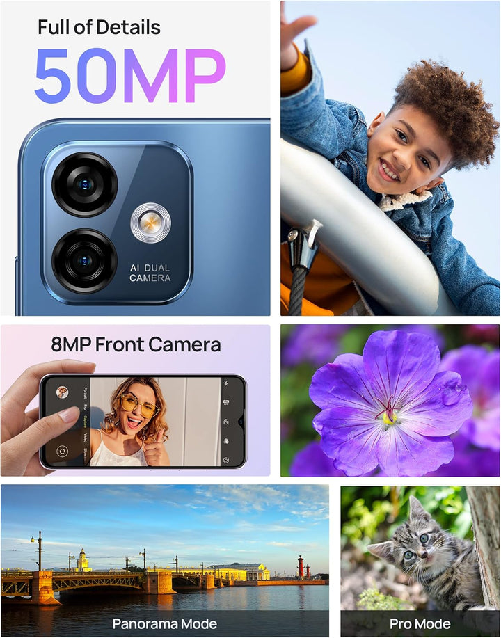 Ulefone Note 16 Pro Handy Ohne Vertrag, 12GB+128GB/256GB SD, 50MP Kamera Octa Core Smartphone Androi