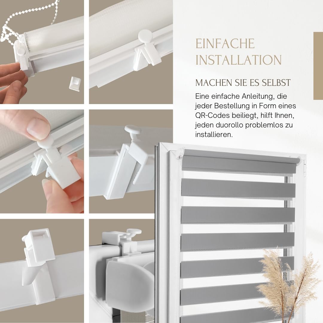 Home-Vision® DuoRollo Klemmfix, Doppelrollo ohne Bohren mit Klämmträgern, Rollos für Fenster und Tür