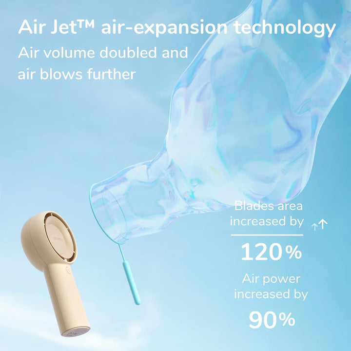 JISULIFE Turbo Handventilator Akku [16 Stunden Lange Arbeitszeit] 4000mAh Tragbarer Mini Ventilator