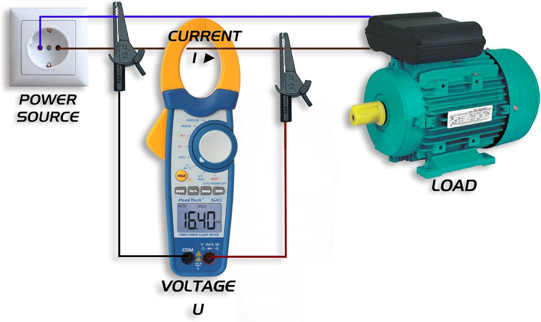 PeakTech True RMS Stromzange 1000A AC DC und Digital Multimeter 4000 Counts mit Durchgangsprüfer - C