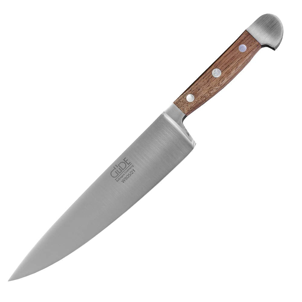GÜDE Solingen - Kochmesser geschmiedet, 21 cm, Walnussholz, ALPHA WALNUSS, Küchenmesser, Doppelkropf