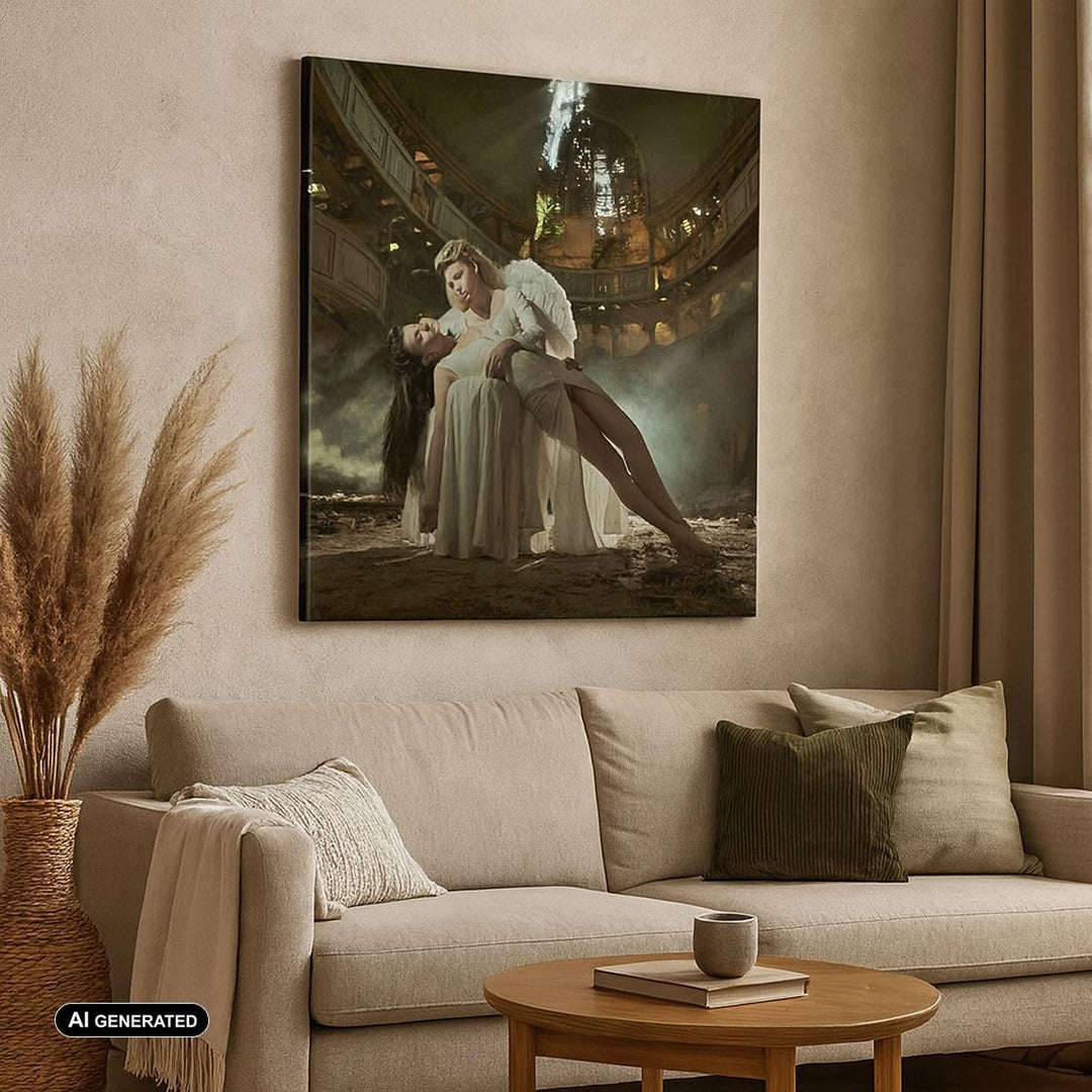 ARTTOR Bilder auf Leinwand Engel Frau Theater Oper Leinwandbild 60x60cm Wandbilder Dekoration Wohnzi