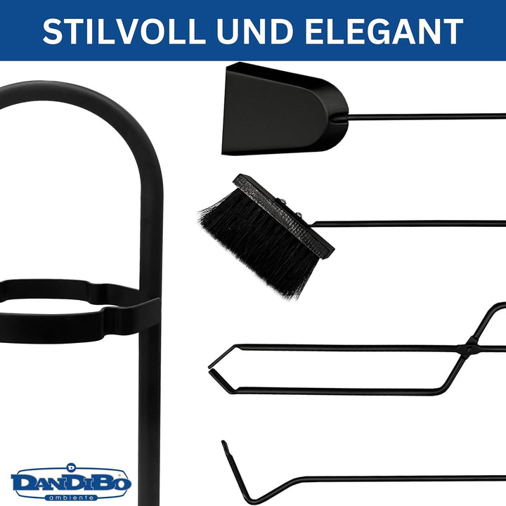 DanDiBo Kaminbesteck Modern Schwarz 5 Teilig Set 96573 Kaminset Kamingarnitur Ofenbesteck