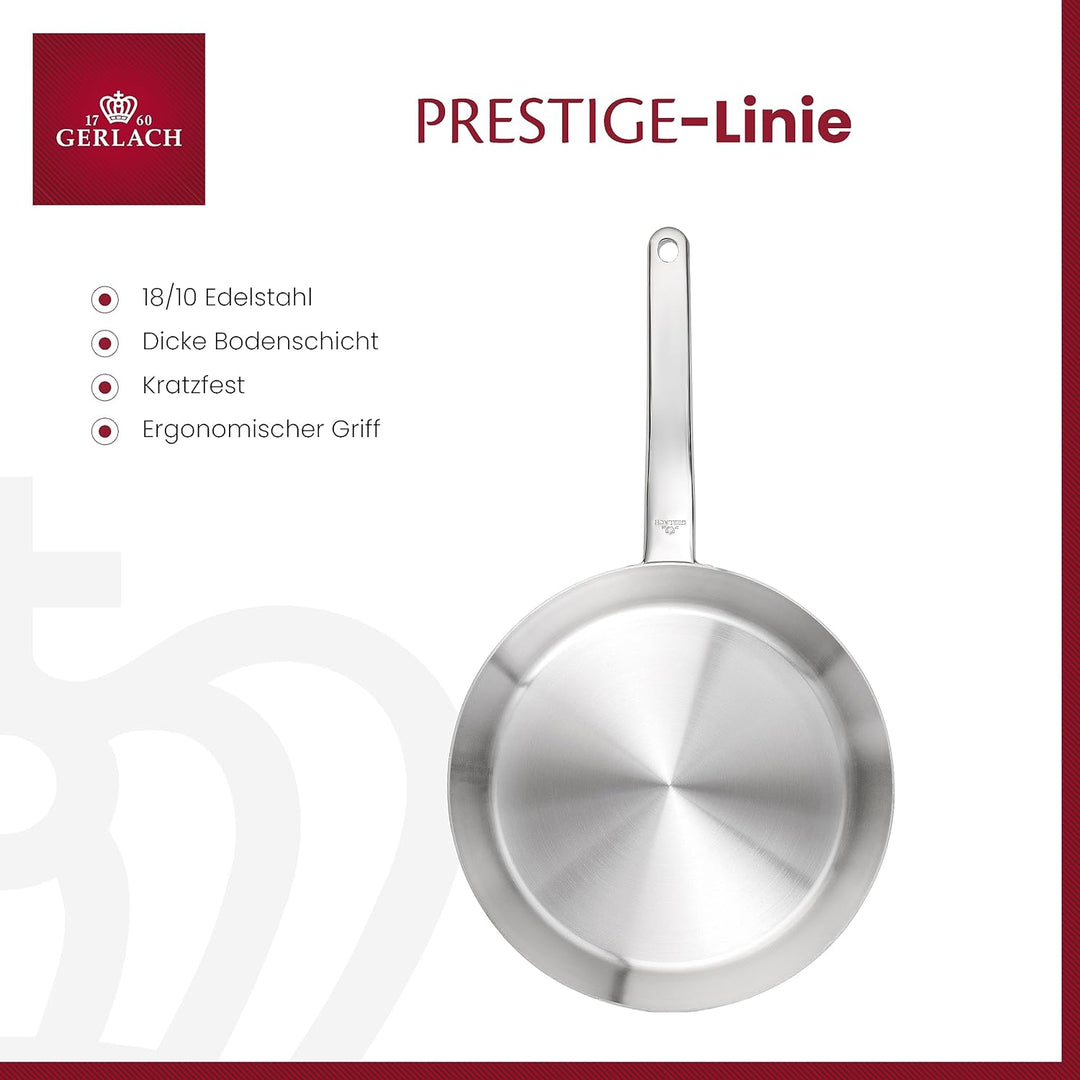 Gerlach Prestige Pfanne 24 cm Aus Edelstahl Edelstahlpfanne Bratpfanne Für Gas Elektro Induktion Ker