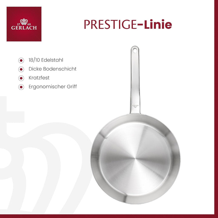 Gerlach Prestige Pfanne 24 cm Aus Edelstahl Edelstahlpfanne Bratpfanne Für Gas Elektro Induktion Ker