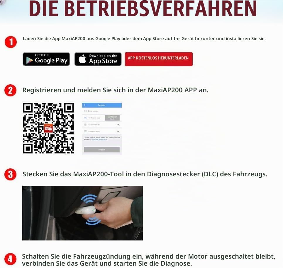 Autel Bluetooth obd2 AP200,Fehlercode von alle System auslesen,Reset für Öl SAS EPB DPF BMS usw, OBD