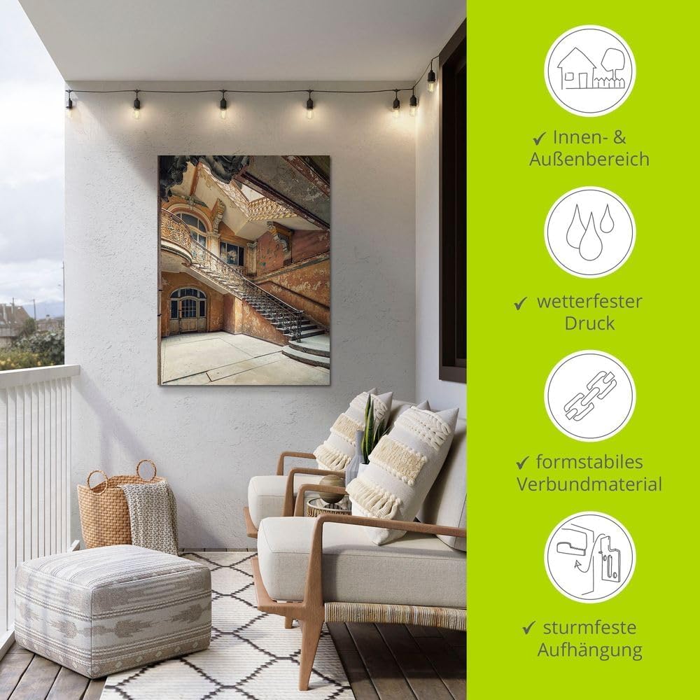 ARTland Wandbild Alu Verbundplatte für Innen & Outdoor Bild 60x80 cm Architektur Ruinen Treppenhaus