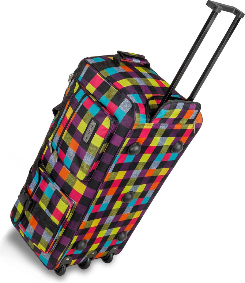 normani Jumbo Reisetasche XXL Trolly mit Rollen aus robustem Material Neon Square 80 l, Neon Square