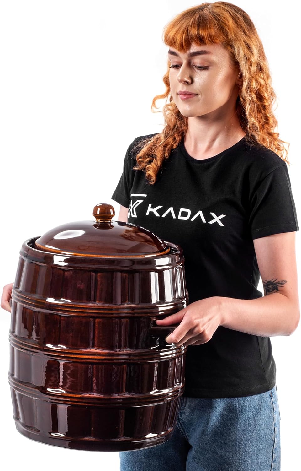 KADAX Steinzeugtopf, Dichter Keramiktopf mit Wasserrinne und Deckel, Spülmaschinenfester Steinguttop