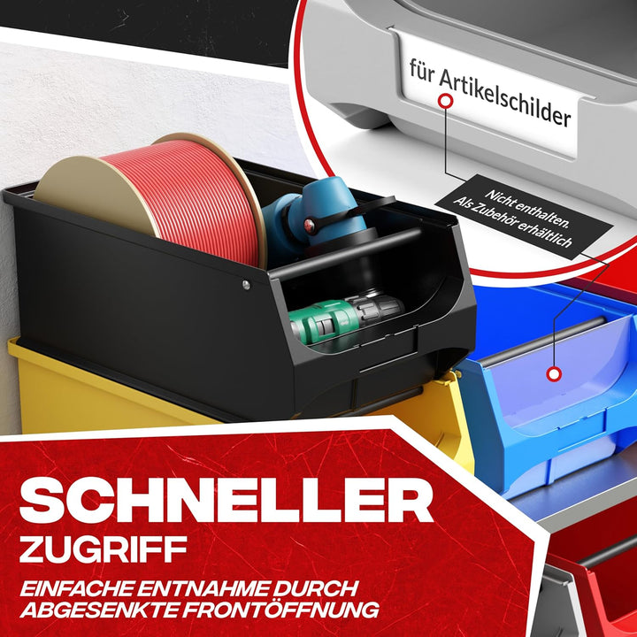 aidB Sichtlagerbox 500x300x200mm – ESD-Sortierbox für Kleinteile – Leitfähige Lagerbox für Werkstatt