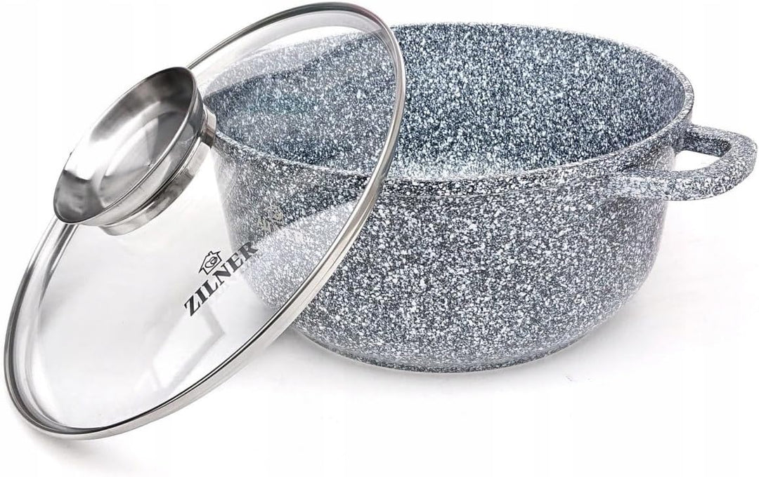 Topfset Induktion 8-Teilig mit Glasdeckel | Kochtopf Set 4 Töpfen aus Aluminiumguss | 4x Kochtöpfe Ø