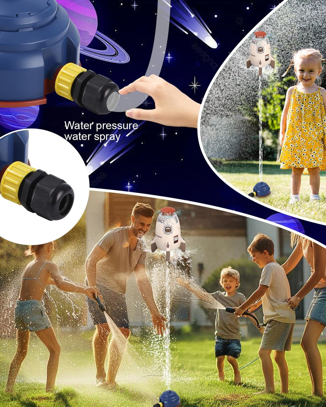 Rocket Kinder Wasserregner,Wasserspielzeug Garten,Rasensprenger Kinder,Wassersprühspielspielzeug Lan