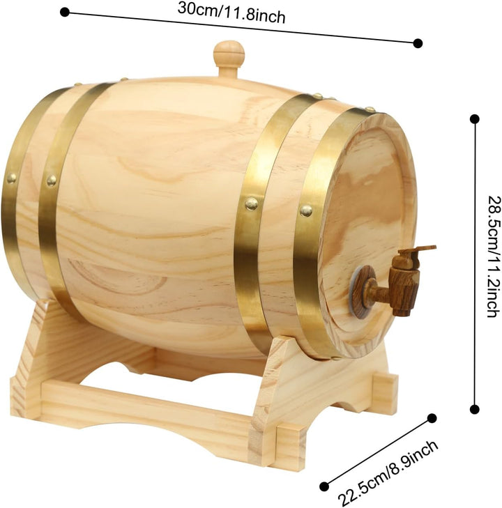 MINRS Holzfass Klein Eichenfass 5L Whiskyfass aus Holz Eichenweinfass Whiskyfass mit Bock & Zapfhahn