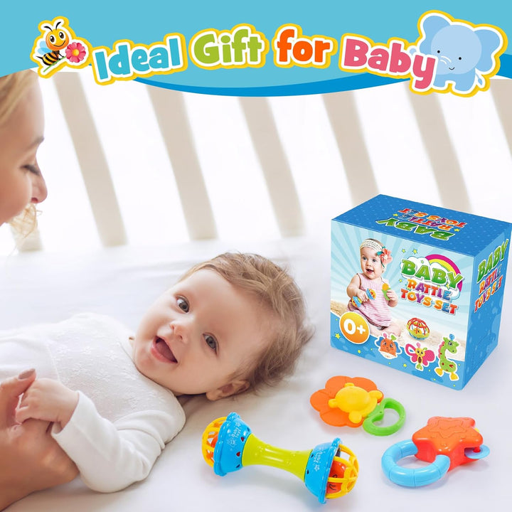 Wootoyz 14 Pcs Rasseln Beissring Set Baby Spielzeug ab 0-12 Monate, Baby Geschenk Junge Mädchen 0-12