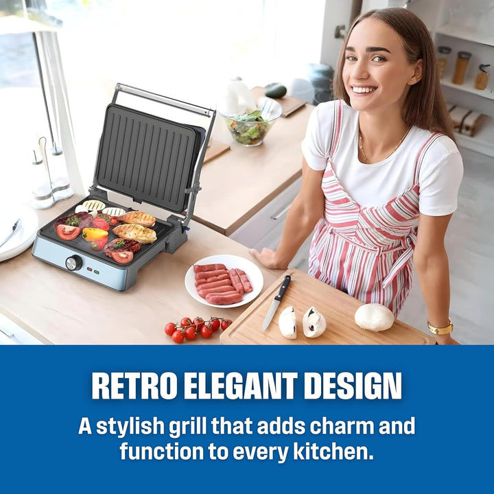 Westinghouse Retro-Kontaktgrill - 29 x 24 cm - 180° für beidseitiges Grillen - 2200W - Toaster - Ein
