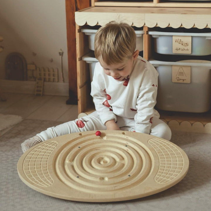Mamabrum, Holzbalancierbrett mit Labyrinth mit Kugeln - Balance-Schaukeln, Labyrint, Zwei Bunte Kuge