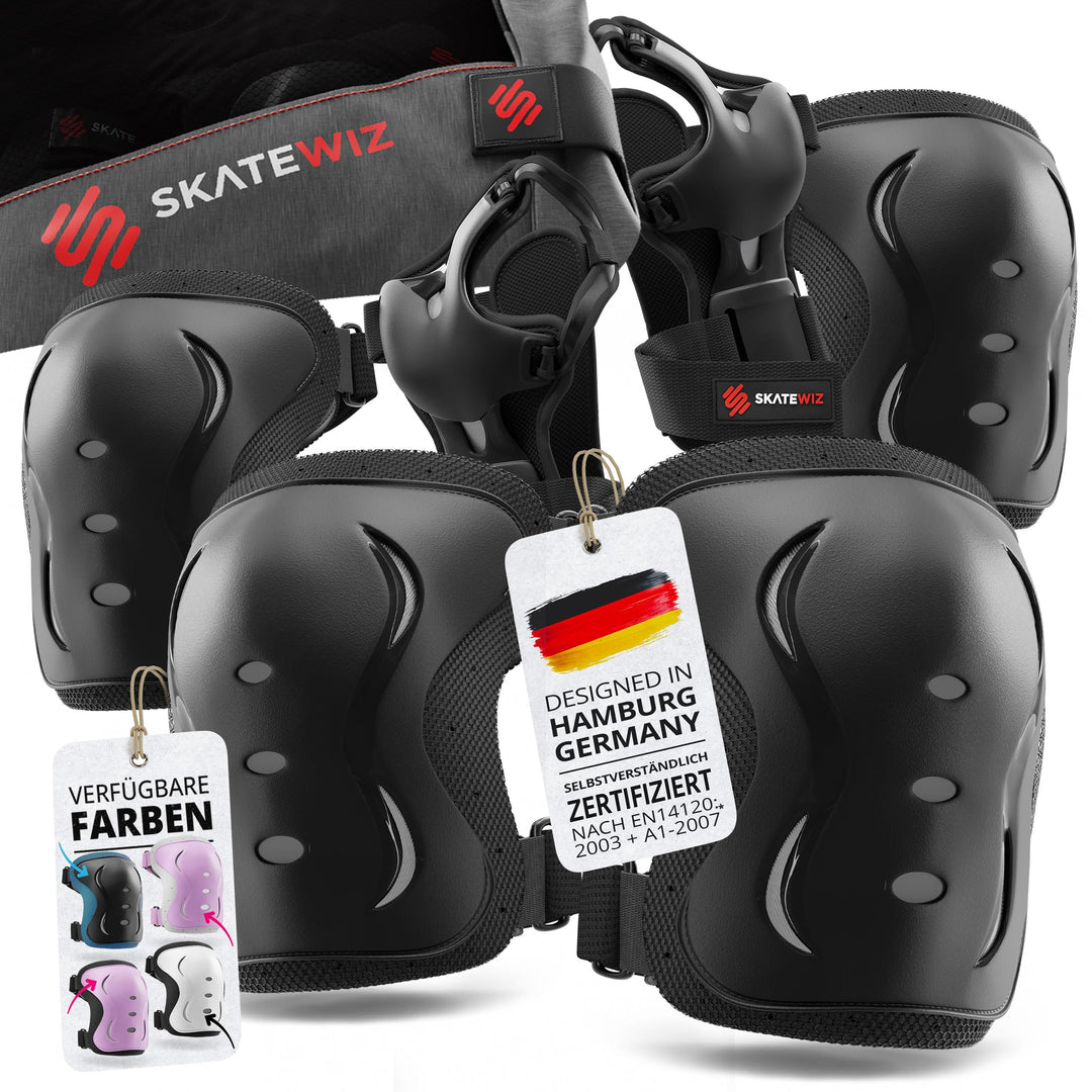 SKATEWIZ Skate Protektoren Set - Für Kinder, Jugendliche und Erwachsene von Deutschem Hersteller [6e