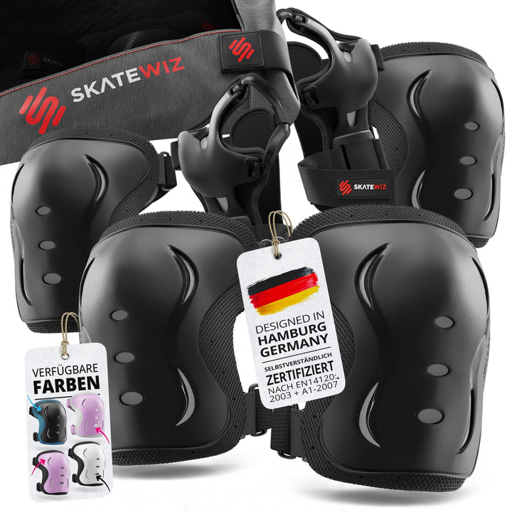 SKATEWIZ Skate Protektoren Set - Für Kinder, Jugendliche und Erwachsene von Deutschem Hersteller [6e