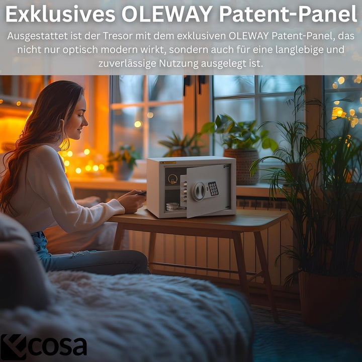 Ecosa ®Elektronischer Tresor Safe 35×25×25cm – Möbeltresor & Wandtresor mit Zahlencode und Schlüssel