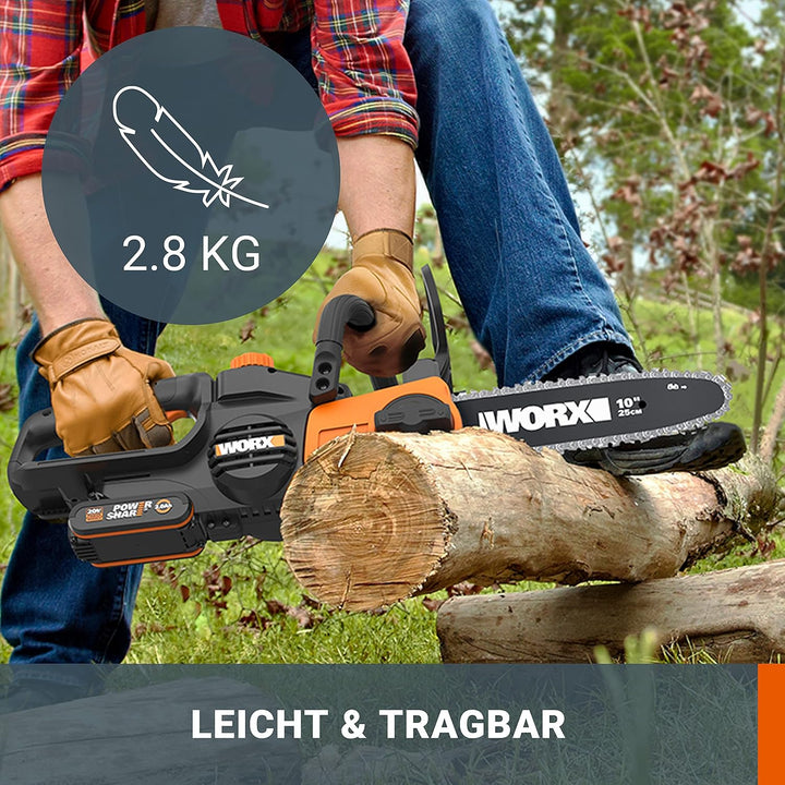 WORX WG322E.9 Akku Kettensäge 20V – Praktische Holzsäge für Einsätze im Garten & Bauarbeiten - mit