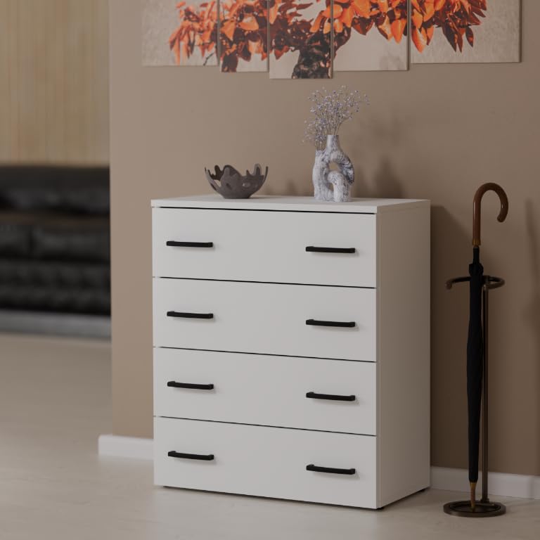 MRBLS_HOME Schuhschrank 71,2 x 82,9 x 35 cm (B/H/T) – Schmale Kommode mit 4 Klappen - Aufbewahrungsk