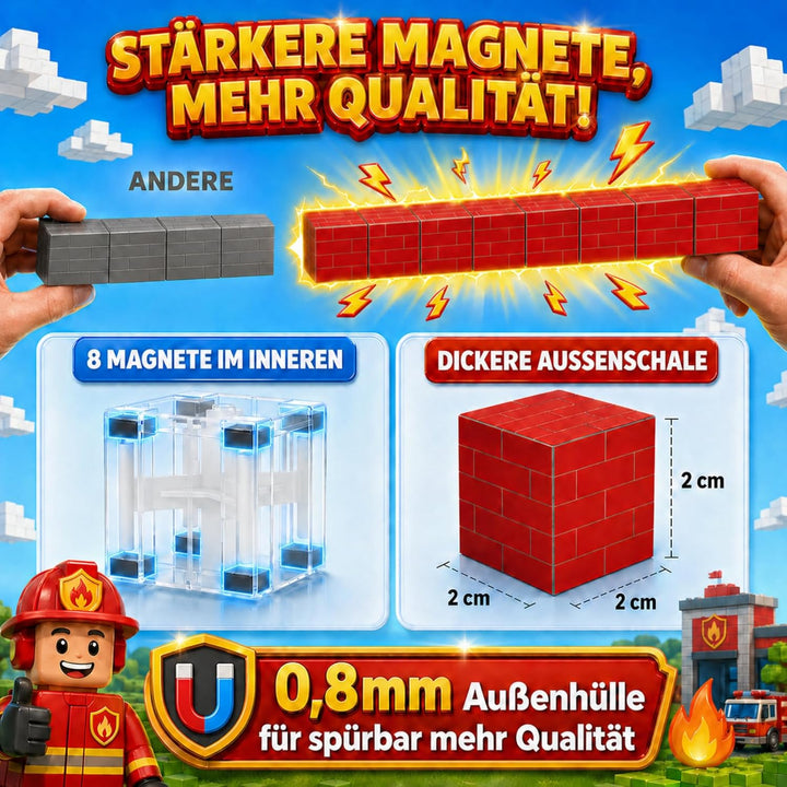 Spiele Kontor Magnetische Bausteine Feuerwehr - 80 Stück Magnetbausteine | Kinderspielzeug für Junge