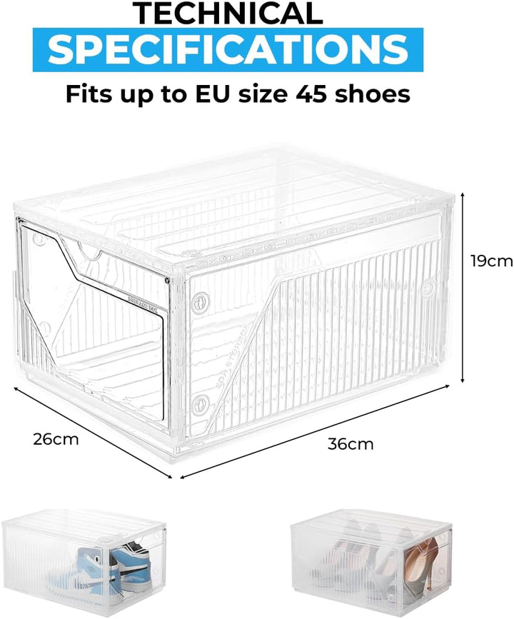 Schuhboxen organizer 10er Pack. Transparent Schuhaufbewahrung für Sneakers und Turnschuhe. Schuhe Sc