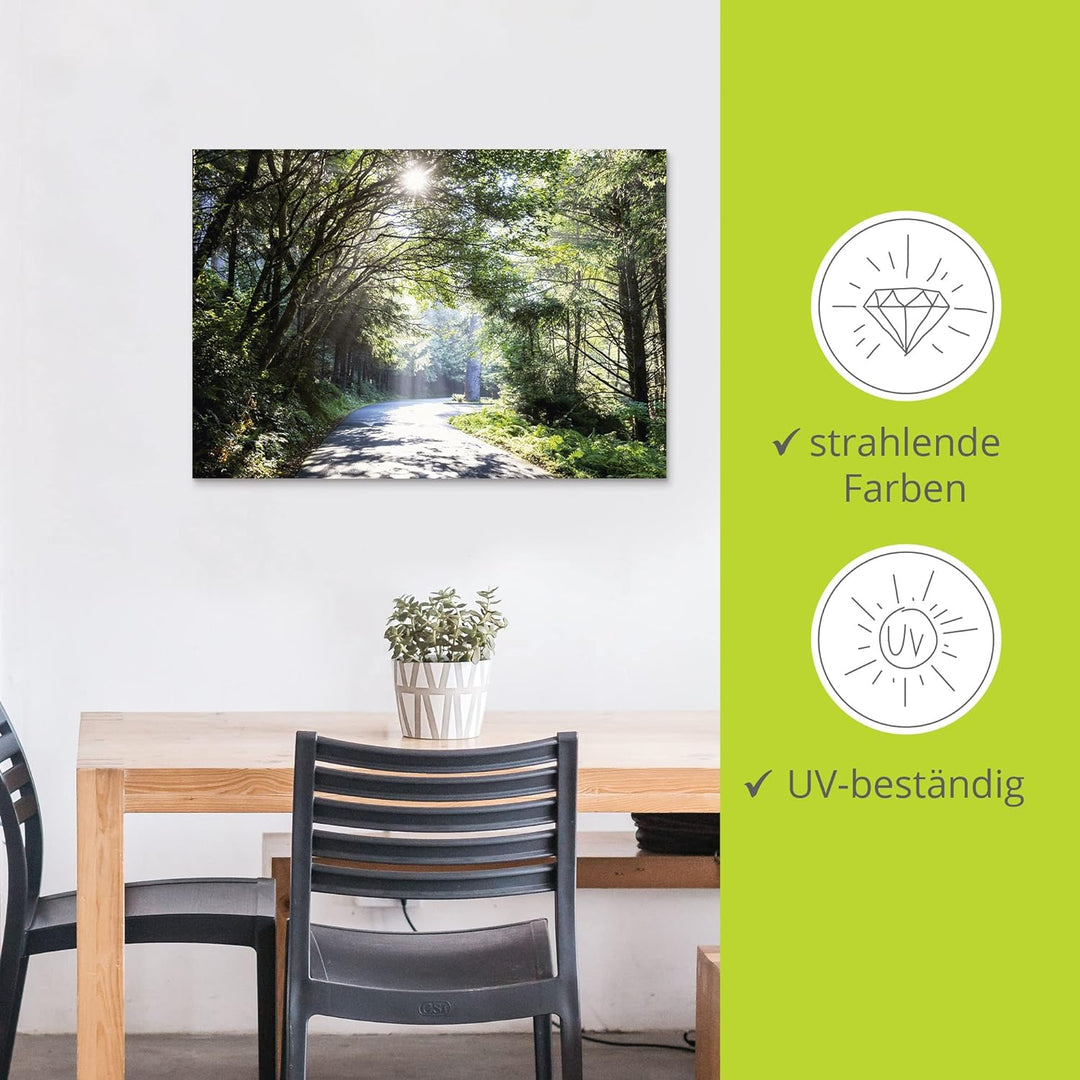 ARTland Wandbild Alu Verbundplatte für Innen &amp; Outdoor Bild 70x50 cm Querformat Landschaft Wald Natu