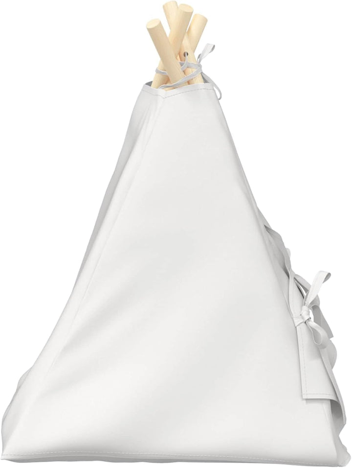 Haustier-Tipi mit Kissen Weiss 40 x 40 x 50 cm Polyester Kiefernholzrahmen Katzenbett Schlafplatz mi
