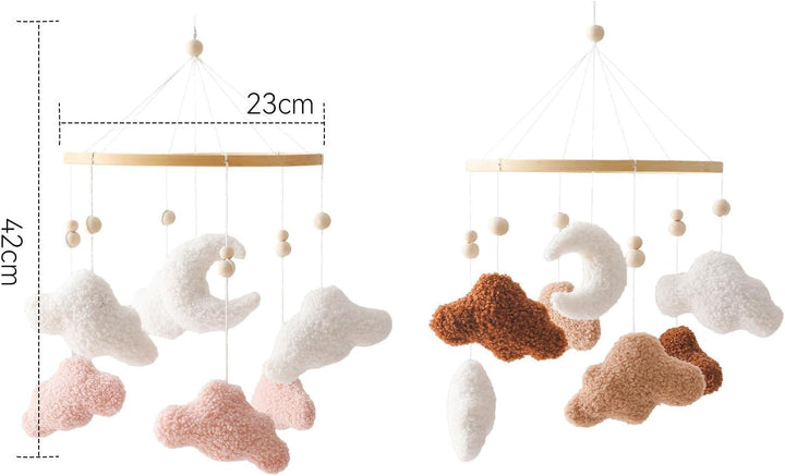 Ueiwffzo Mobile Baby Babybett Windspiel Bettglocke 3D Wolke Mond hängende Mobile Babybett Anhänger M
