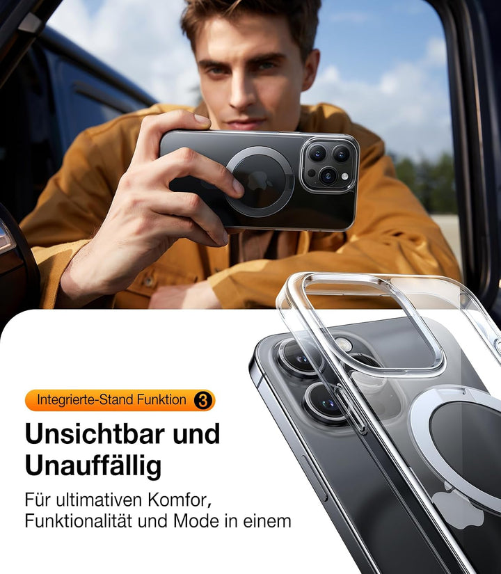 TORRAS Ostand All-in-One für iPhone 15 Pro Hülle für MagSafe (Nr.1 Magnetkraft, Nie Vergilbung, Unsi