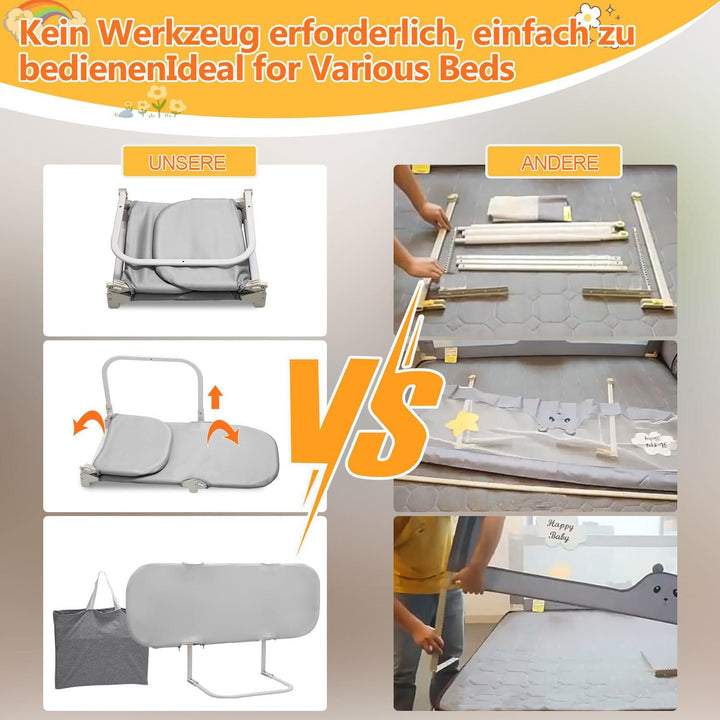 Bettgitter, Rausfallschutz Bett mit 150 cm, Rausfallschutz für Kinderbetten, Höhenverstellbares Kind