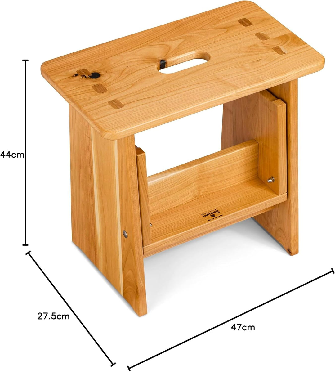 Tritthocker, Sitzhocker Holz, stabil in Kernbuche Massivholz, für Kinder und die ganze Familie, Kern