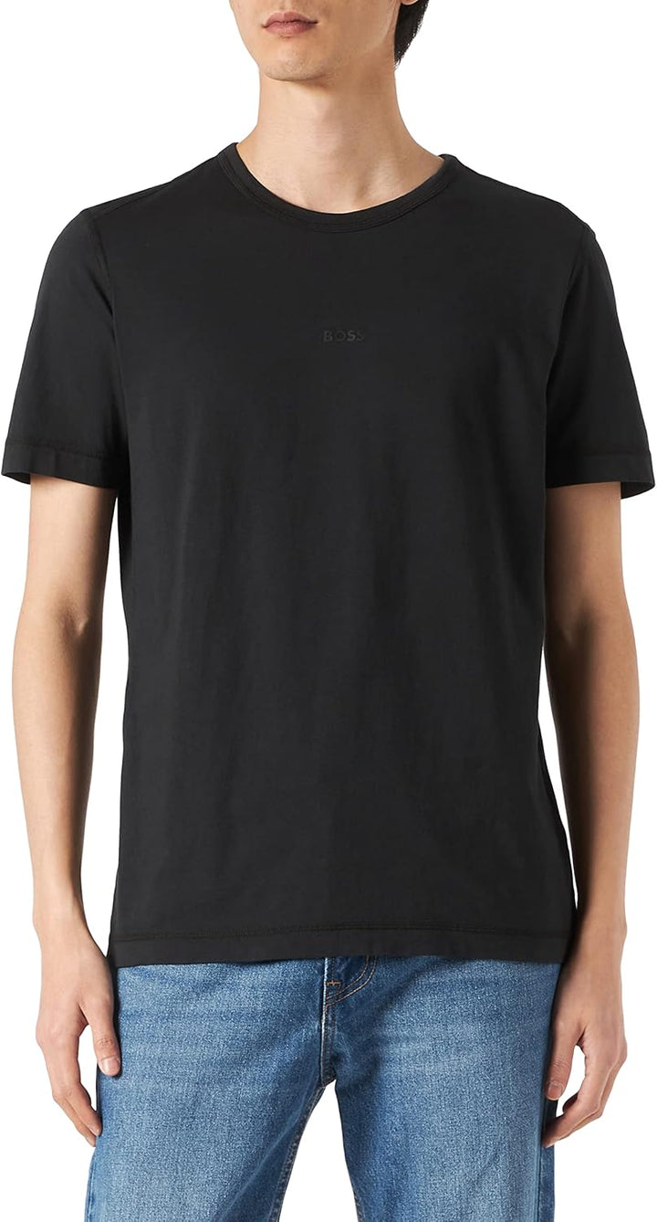 BOSS Herren Tokks Stückgefärbtes T-Shirt aus Bio-Baumwolle mit Logo-Print L Black1, L Black1