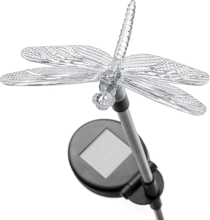 Bonetti 4er Set LED Solar Gartenstecker - Solarstecker mit Farbwechsel (Schmetterling, Libelle, Blum
