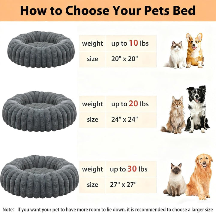 Flauschig Haustierbett Waschbar Hundebett Katzenbett Rund Donut Hundekorb Indoor Katzenkissen Katzen